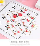 Blue Pink Star Moon Stud Earrings