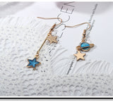 Blue Pink Star Moon Stud Earrings
