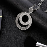 Vintage Woman Geometric Big Circle Crystal Pendant Necklaces