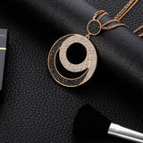 Vintage Woman Geometric Big Circle Crystal Pendant Necklaces