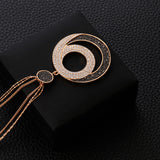 Vintage Woman Geometric Big Circle Crystal Pendant Necklaces