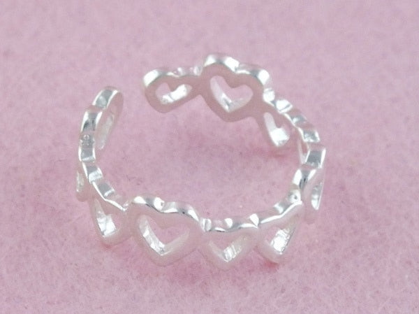 Cute Hollow Heart Finger/toe Cuff Adjustable Rings