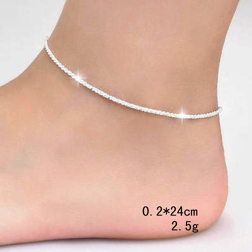 Thin silver plated Shiny Chains Anklet