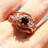 Zircon Inlaid With Hollow Flower Ring