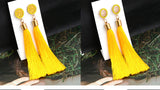 Bohemian Tassel Fringe Crystal Long Drop Earrings