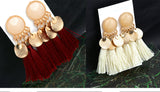 Bohemian Tassel Fringe Crystal Long Drop Earrings