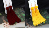 Bohemian Tassel Fringe Crystal Long Drop Earrings