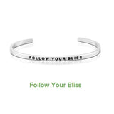 Inspirational Quote Carved Stainless Steel Bangle