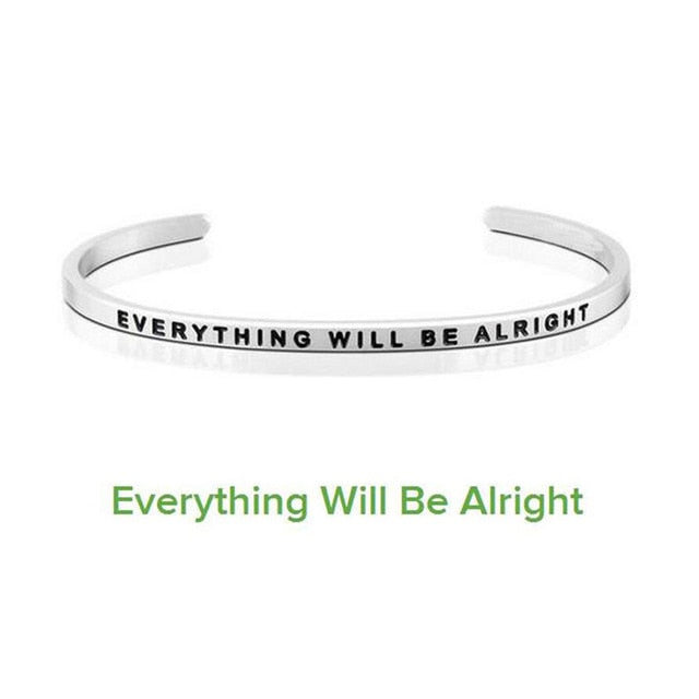 Inspirational Quote Carved Stainless Steel Bangle