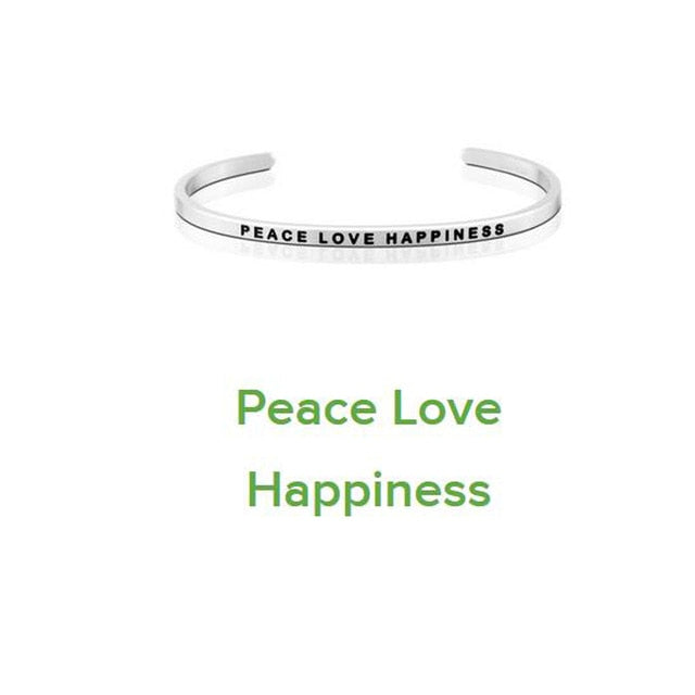 Inspirational Quote Carved Stainless Steel Bangle