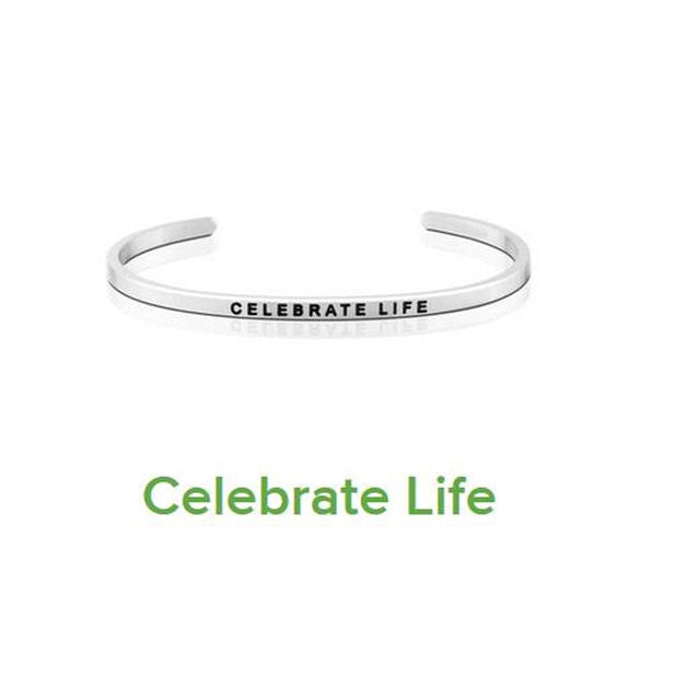 Inspirational Quote Carved Stainless Steel Bangle