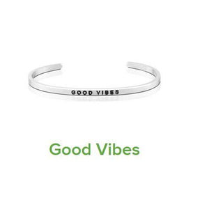 Inspirational Quote Carved Stainless Steel Bangle