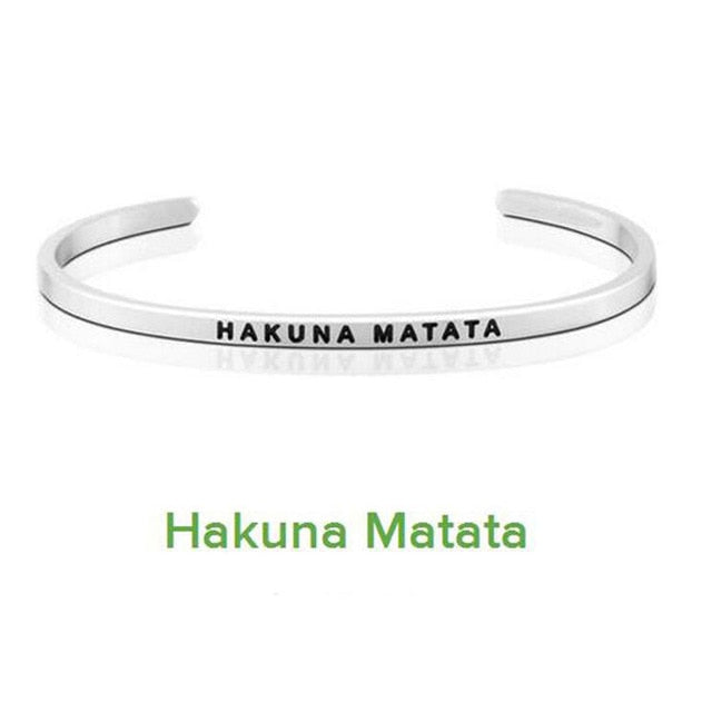 Inspirational Quote Carved Stainless Steel Bangle