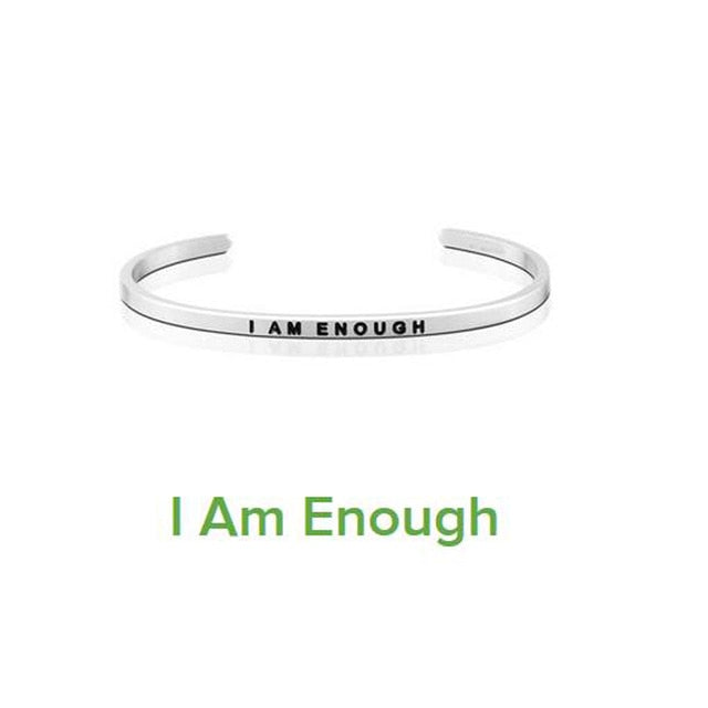 Inspirational Quote Carved Stainless Steel Bangle