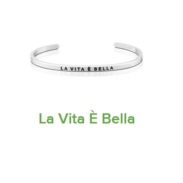 Inspirational Quote Carved Stainless Steel Bangle