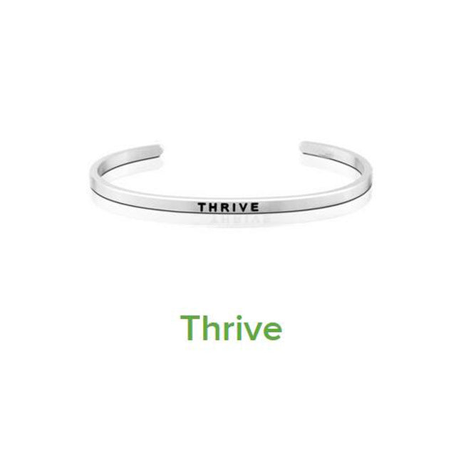 Inspirational Quote Carved Stainless Steel Bangle