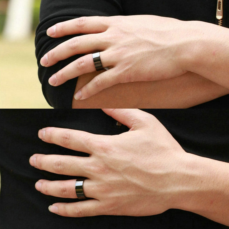 Fashion Unisex Simple Titanium Black Ring