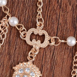 New Boho Gold Color Elegant Pearl Chain