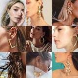 Trendy Metal Star Flower Geometry Big Long Earrings