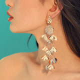 Trendy Metal Star Flower Geometry Big Long Earrings