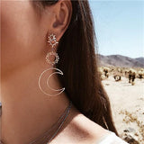 Trendy Metal Star Flower Geometry Big Long Earrings