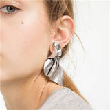 Trendy Metal Star Flower Geometry Big Long Earrings