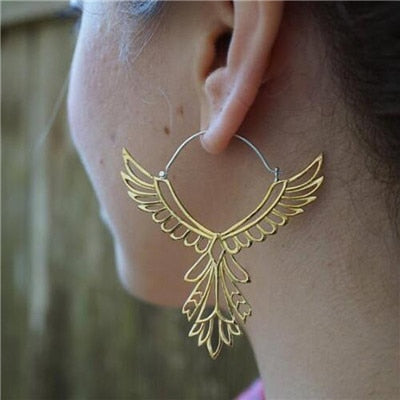 Trendy Metal Star Flower Geometry Big Long Earrings