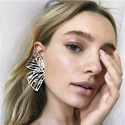 Trendy Metal Star Flower Geometry Big Long Earrings