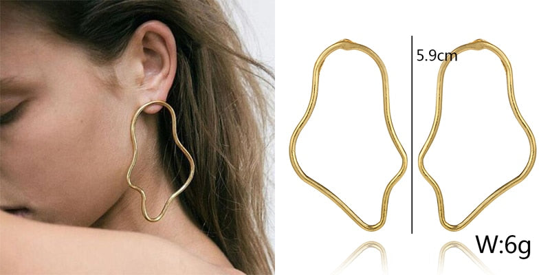 Trendy Metal Star Flower Geometry Big Long Earrings