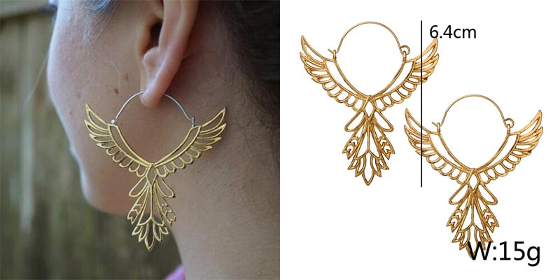 Trendy Metal Star Flower Geometry Big Long Earrings