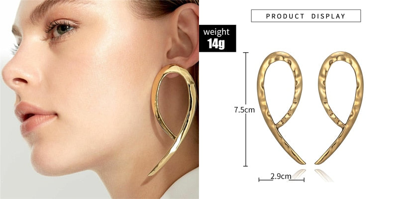 Trendy Metal Star Flower Geometry Big Long Earrings