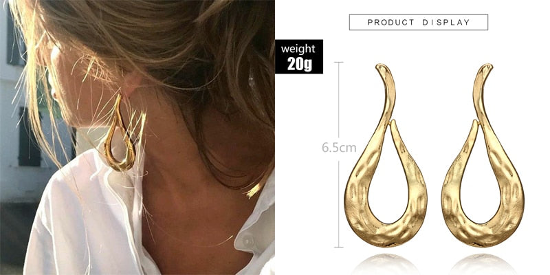 Trendy Metal Star Flower Geometry Big Long Earrings