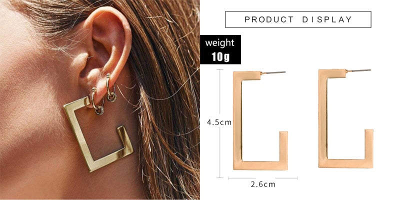 Trendy Metal Star Flower Geometry Big Long Earrings