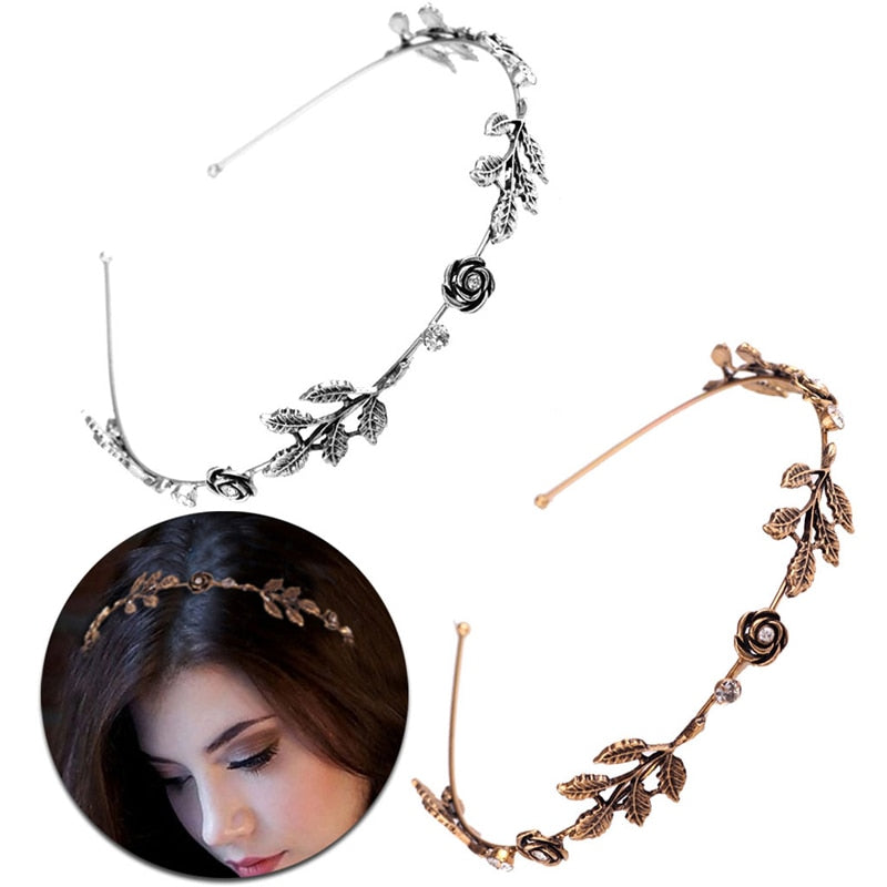 Fashion Women Leaf Rhinestone Hair Band