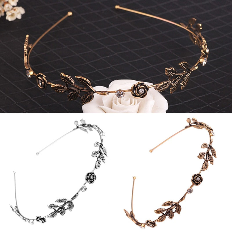 Fashion Women Leaf Rhinestone Hair Band