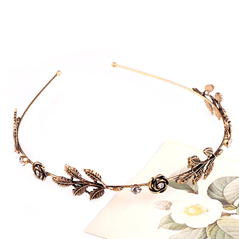Fashion Women Leaf Rhinestone Hair Band