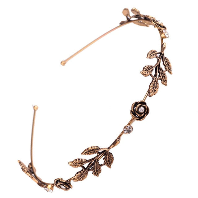 Fashion Women Leaf Rhinestone Hair Band