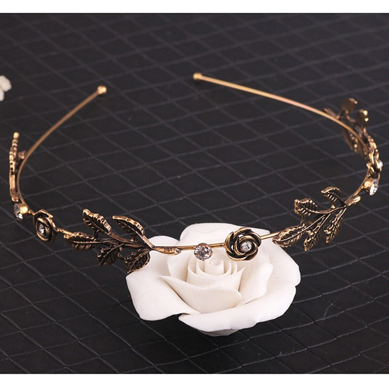 Fashion Women Leaf Rhinestone Hair Band