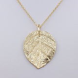 Gold Color Leaf Pendant Long Chain