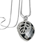 Silver Color Hollow Geometric Big Crystal long Pendant Necklace