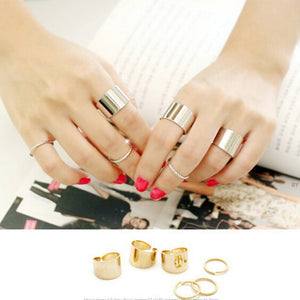 6Pcs Fashion Gold and Silver color Finger Knuckle Ring Set