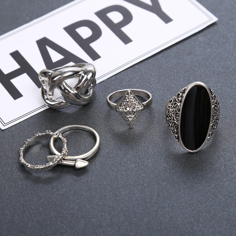 5pcs High Quality Bohemia Style Rings Set