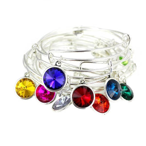 Rhinestone Crystal Birthstone Adjustable Bangle