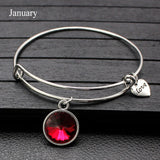 Rhinestone Crystal Birthstone Adjustable Bangle
