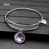Rhinestone Crystal Birthstone Adjustable Bangle