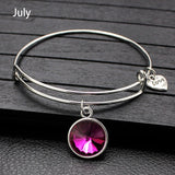 Rhinestone Crystal Birthstone Adjustable Bangle