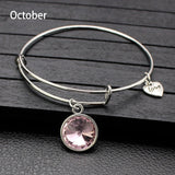 Rhinestone Crystal Birthstone Adjustable Bangle
