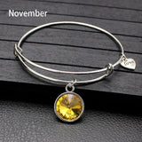 Rhinestone Crystal Birthstone Adjustable Bangle