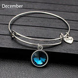 Rhinestone Crystal Birthstone Adjustable Bangle