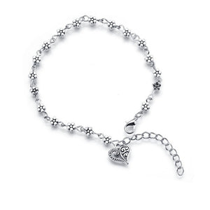 Vintage Silver Colors Hollow Plum Flowers Foot Anklet